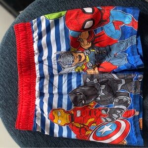 Disney Superhero Striped Shorts - Red, Blue, Black swim wear
